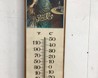 Vintage Wood PEPSI Thermometer (Works)