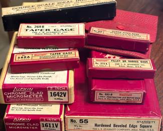 Vintage machinist tools in boxes (pictured) and also not in boxes (not pictured here)