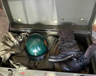 We have a couple of these 1950's army foot lockers with gear