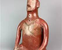 Seated Shaman Effigy Figure Redware Pottery Colima Culture Mexico Pre-Columbian
