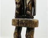 Unusual Dogon Married Couple Carved Wood African Tribal Marriage Statue
