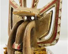 Gere Tribal Carved and Painted Wood African Elephant Animal Mask Ivory Coast
