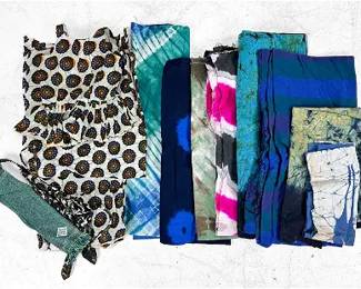 Nice African Tribal Tie-Dye and Blue Indigo Woven Bulk Fabric Panel Lot
