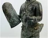 Old African Bronze Sculpture Benin Royal Court Guard Tribal Statue Figurine
