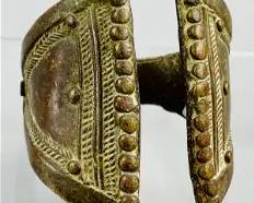 African Burkina Faso Copper Triangular Anklet Ghana Tribal Currency Cuff
