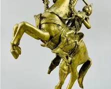 Fine African Equestrian Horse and Rider Bronze Statue Akan or Burkina Faso
