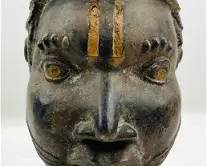 Benin Cast Bronze Janus Head Bust Nigerian African Tribal Statue
