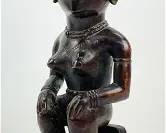 Yoruba Carved Wood African Tribal Figurine Seated Female Statue
