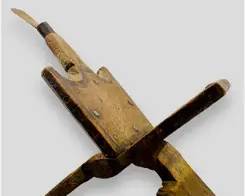 Mbuzi African Tribal Carved Wood and Metal Coconut Grater Stool
