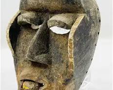 Dan Tribal Carved Wood and Metal Non-Traditional Face Mask Liberia

