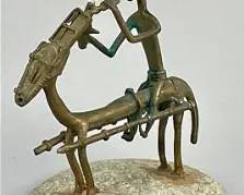 Old Akan Brass African Horse and Rider Tribal Figurine Group
