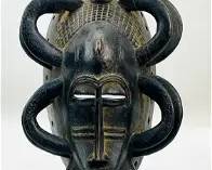 Old Senufo Carved Wood African Tribal Poro Face Mask
