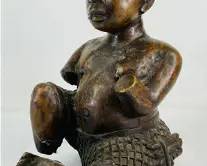 African Benin Tribal Bronze Figurine Man with Amputated Limbs

