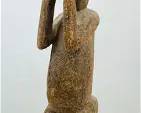 Dogon Kambari Carved Wood African Figurine Hands Over Face Mali
