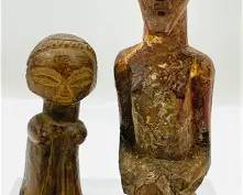 Luba African Carved Dark Wood Tribal Ancestor Fetish Figure DRC PAIR
