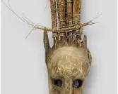 Banama Tribal Carved Wood African Animal Face Mask w/Fiber Mali
