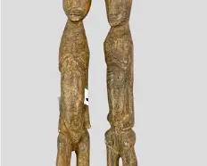 African Carved Wood Lobi Tribal Figurines Statue Pair #2
