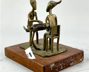 Akan Brass Group African Players with Tribal Board Game
