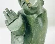 Contemporary African Carved Green Serpentine Rock Modernist Statue
