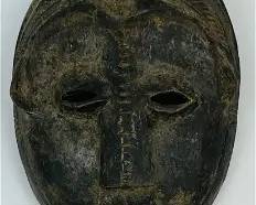 African Carved Wood Kuba Figural Tribal Face Passport Mask
