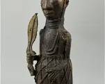 Antique Benin Bronze Warrior Statue Nigerian African Sculpture
