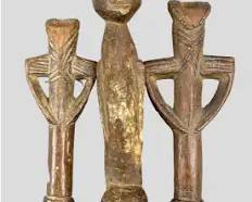 Three African Tribal Carved Wood Pcs includes Two Mossi Flutes and One Lobi Figurine
