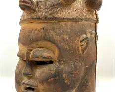 Mende Peoples Tribal Carved Wood African Helmet Mask
