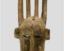 Bambara Bamana African Tribal Carved Wood Horned Mask
