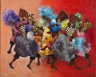 50" Moreno Signed African South American Painting
