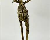 Benin African Tall Brass Tribal Elder Figurine Ancestor Statue
