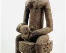 Old Dogon Peoples Carved Wood Seated African Tribal Figurine Seated Ancestor Statue
