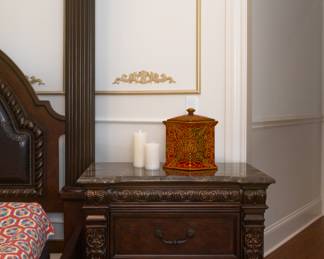 American Signature Pair of 2 Marble Topped Nightstands (35” Wide x 19" Deep x 31.5" Tall)