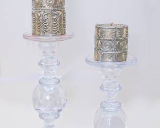 Serena & Lily Crystal / Glass Candle Sticks Set of (2)
