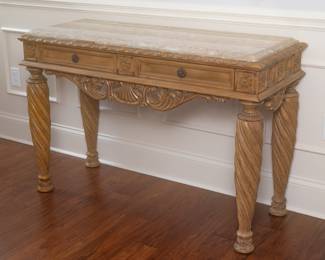 (Same as Previous Item) Marble Top Console Table 54” Wide x 22” Deep x 36” Tall
