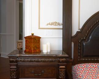 American Signature Pair of 2 Marble Topped Nightstands (35” Wide x 19" Deep x 31.5" Tall)