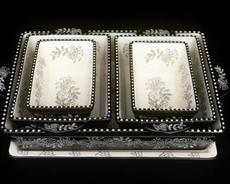 Baum Floral Vines Paisley 6 Piece Oven-to-Table Bakeware Set Black
