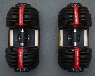 Bowflex SelectTech 552 Adjustable Dumbbells TOTAL MAX 105 LBS - Each Dumbbell = MIN 5 LBS each MAX 52.5 LBS each

WIDER WEIGHT RANGE: Each dumbbell adjust from 5 to 52.5 lb. in 2.5 lb. increments up to 25 lb.

TURN OF A DIAL: Select the weight you want with the turn of the dial – no more picking up 15 different dumbbells to give you the results you want.

SPACE EFFICIENT: Say goodbye to 15 sets of dumbbells cluttering your workout space.