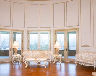 Italian Baroque Style Sofa (83.5" Wide x 35 3/4" Tall x Inside the Seat 66.5” x 22”)
Italian Baroque Style Loveseat (61.5” Wide x 34" Deep x 35.5" Tall (Inside 43” Wide x 22” Deep)
Italian Baroque Style 2 End Tables (24” x 24” Marble Top is 23” x 24”. End Table is 23" Tall)
Italian Baroque Style Matching Coffee Table (50 1/4" Wide x 24 1/4" Deep x 20 1/4" Tall)