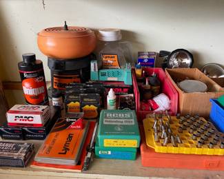 Ammo. Reloading supplies.