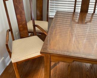 Asian inspired dining table with 6 chairs