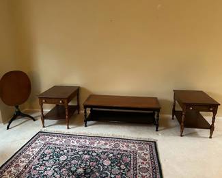 Hitchcock living room furniture - FOLD TOP CANDLE STAND SOLD, CARPET SOLD
