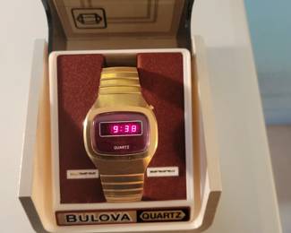 Bulova Accuquartz 1976 digital watch, original box and instructions. Beautiful condition and works!