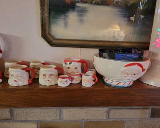 Vintage Santa mugs.