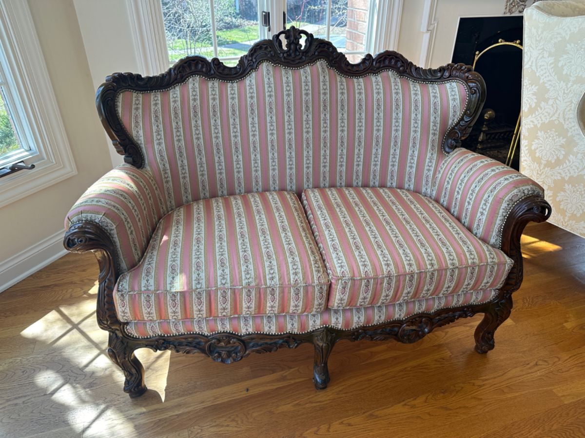 Antique settee formerly owned by Hollywood actress, Ann Miller.