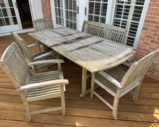 Teak patio table and chairs