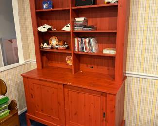 Red/Orange wood hutch/cabinet