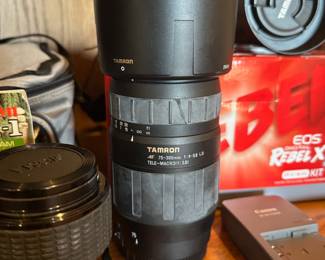 Canon EOS Rebel XTi digital camera with Tamron lenses.