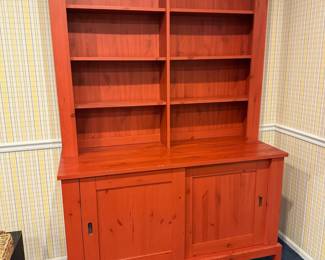 Red/Orange wood hutch/cabinet (2)