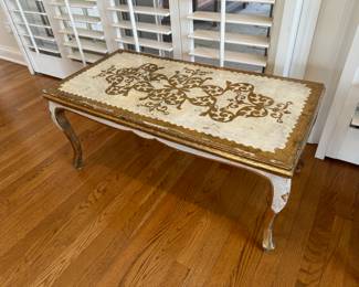 vintage white & gold accented coffee table