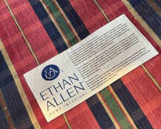 Ethan Allen wide plaid lounge chair with ottoman